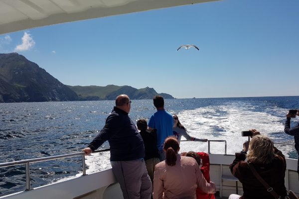 Achill_03 Visitors on boat taking trip to Achill Island